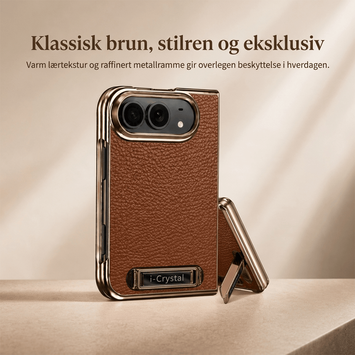 i-Crystal PU-skinn Elektroplettert Sammenleggbart Deksel til Apple iPhone Duo