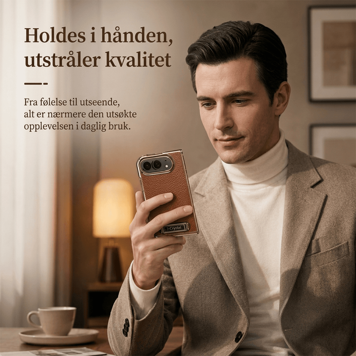 i-Crystal PU-skinn Elektroplettert Sammenleggbart Deksel til Apple iPhone Duo