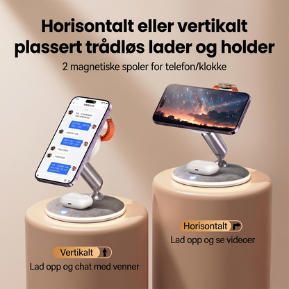 3-i-1 magnetisk trådløs ladestasjon