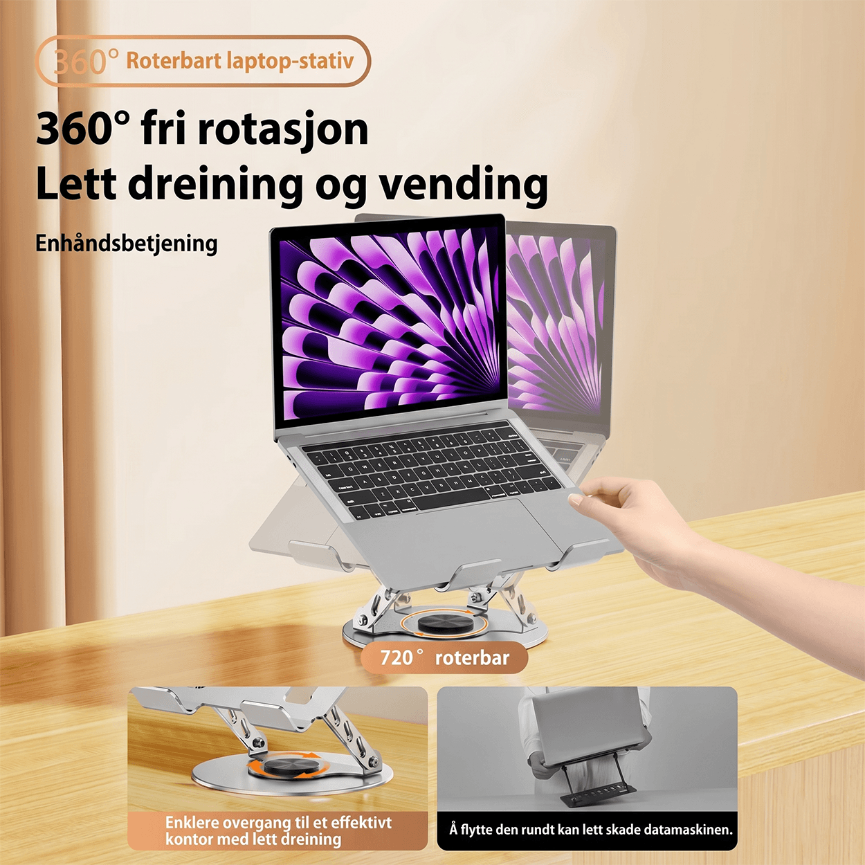 ROSLINY 360° Rotating Aluminum Alloy Laptopstativ