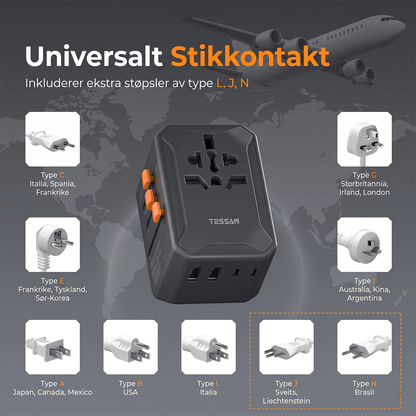 TESSAN WTA07 Universell reiseadapter
