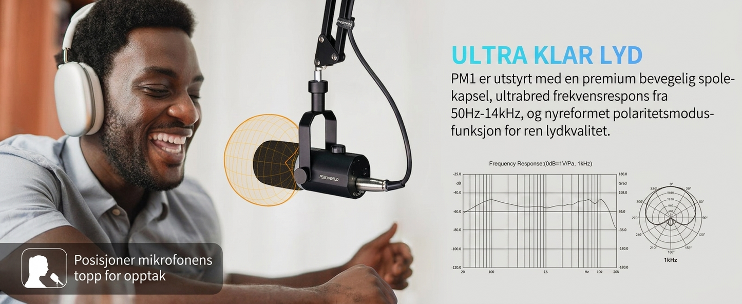 FEELWORLD PM1 XLR USB Dynamisk Mikrofon
