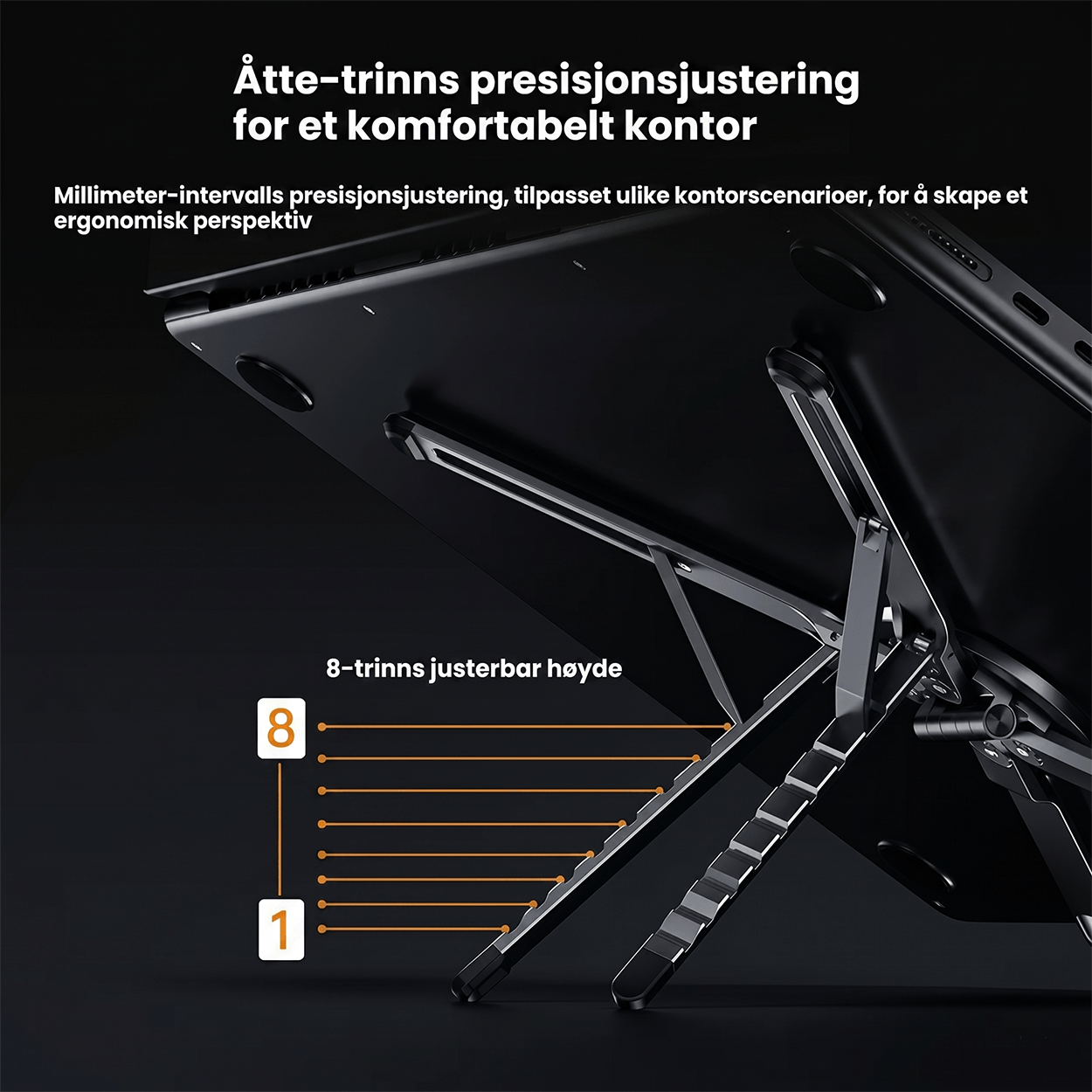 Sammenleggbart magnetisk stativ for telefon, nettbrett og laptop