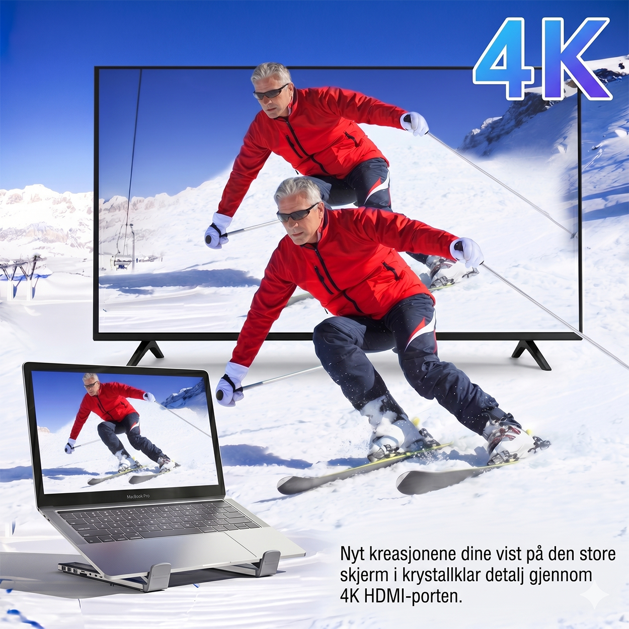 8-i-1 USB-C Laptop dokkingstasjon med stativ