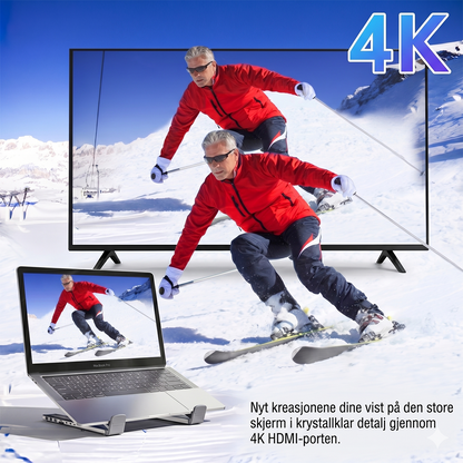 8-i-1 USB-C Laptop dokkingstasjon med stativ