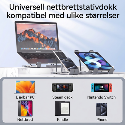 8-i-1 USB-C Laptop dokkingstasjon med stativ
