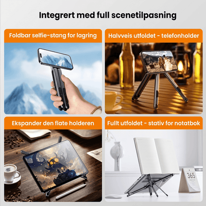 Sammenleggbart magnetisk stativ for telefon, nettbrett og laptop