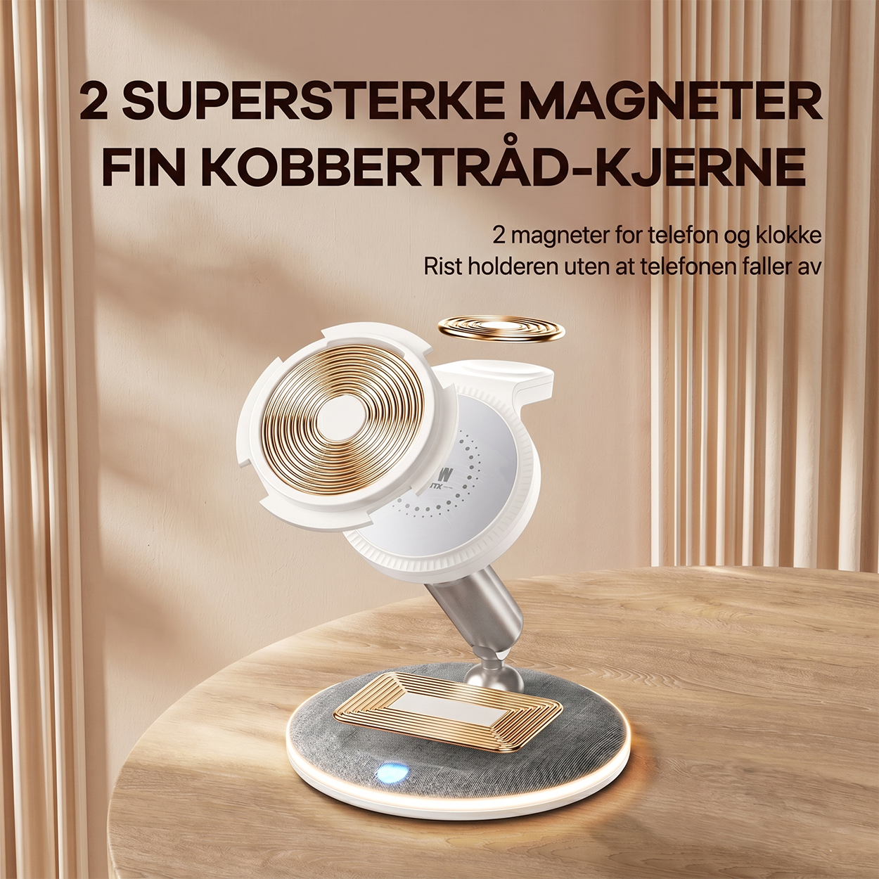 3-i-1 magnetisk trådløs ladestasjon