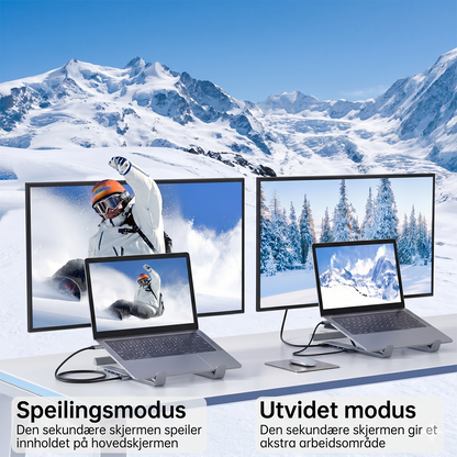 8-i-1 USB-C Laptop dokkingstasjon med stativ