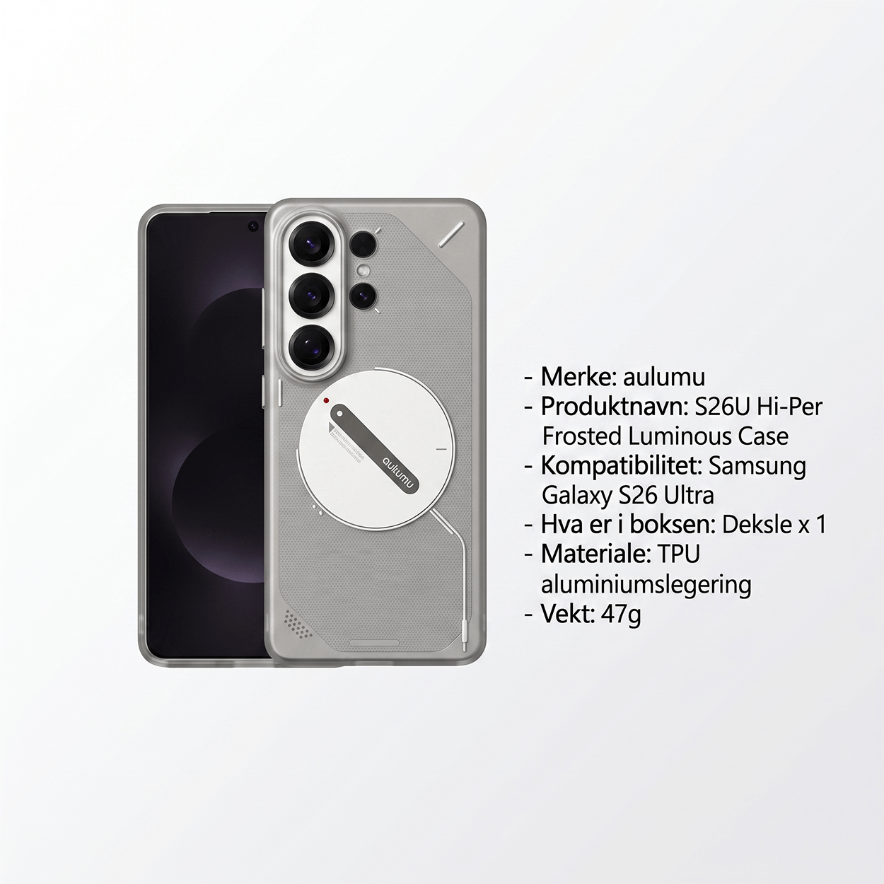 Aulumu S26 Ultra Galaxy Magnetisk deksel (Gjennomsiktig grå)
