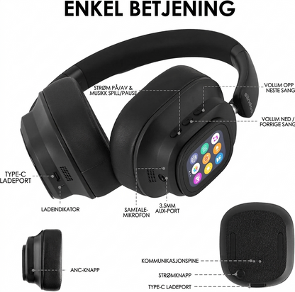 Siindoo JH-ANC930Plus Hybrid ANC Trådløs hodetelefon