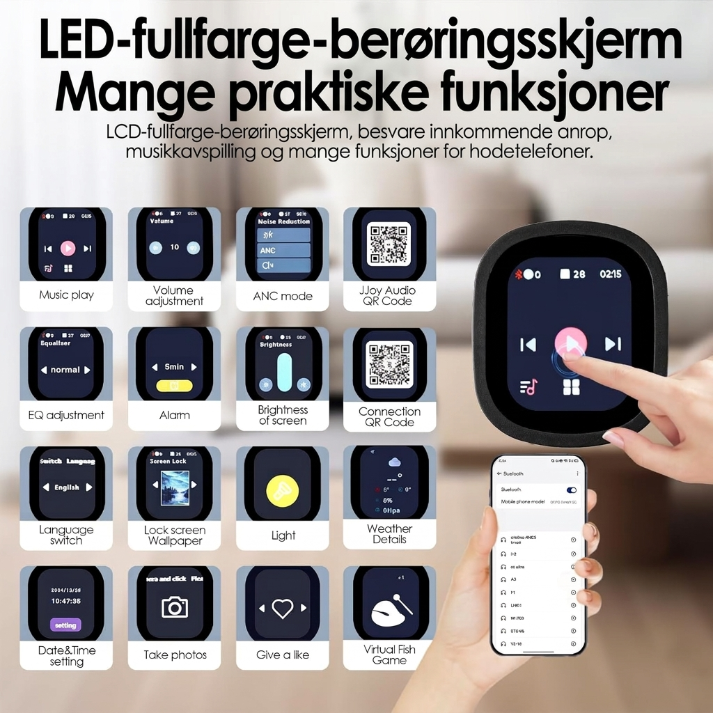 Siindoo JH-ANC930Plus Hybrid ANC Trådløs hodetelefon