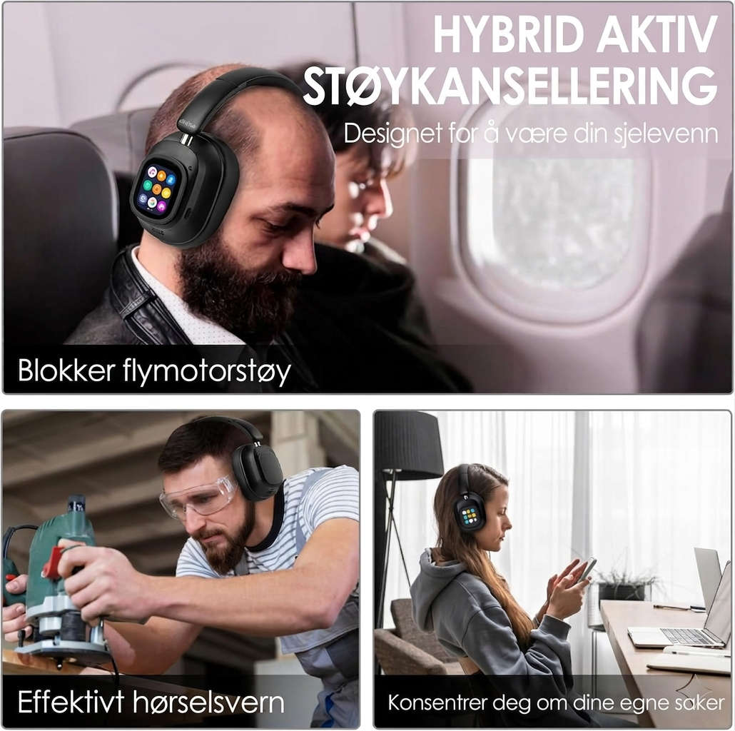 Siindoo JH-ANC930Plus Hybrid ANC Trådløs hodetelefon