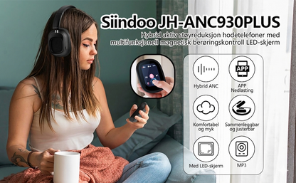 Siindoo JH-ANC930Plus Hybrid ANC Trådløs hodetelefon