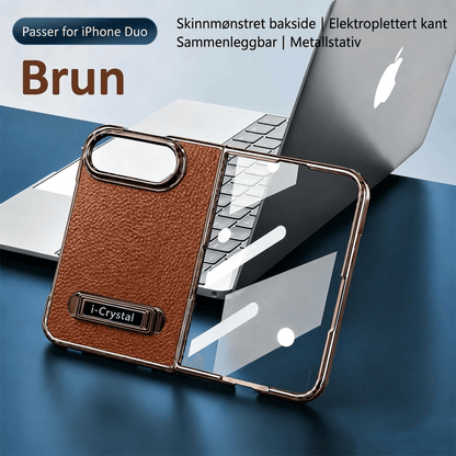 i-Crystal PU-skinn Elektroplettert Sammenleggbart Deksel til Apple iPhone Duo