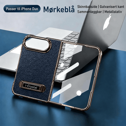 i-Crystal PU-skinn Elektroplettert Sammenleggbart Deksel til Apple iPhone Duo