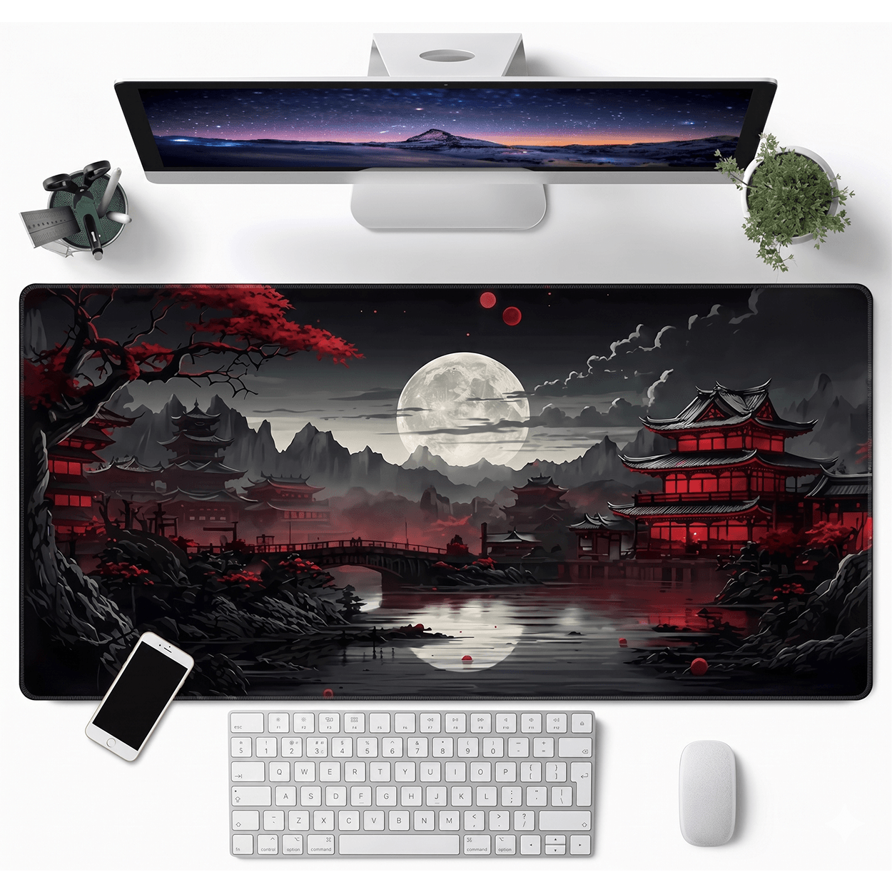 Pirate Ship Black Desk Mat - XXL utvidet spillmatte for mus