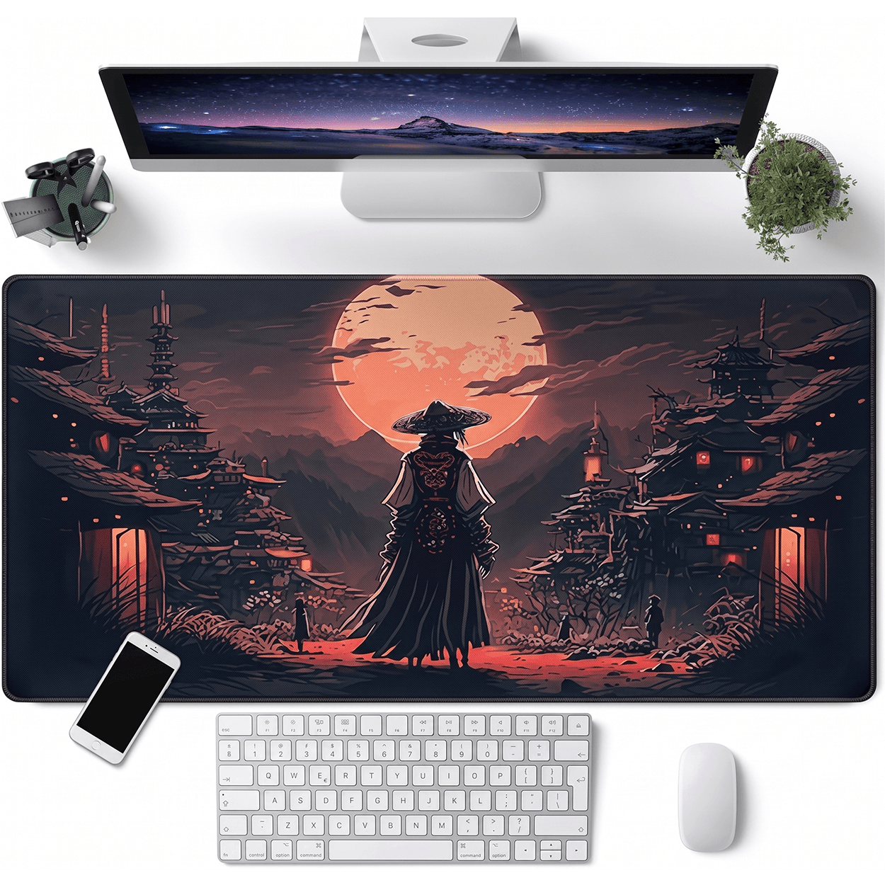 Pirate Ship Black Desk Mat - XXL utvidet spillmatte for mus