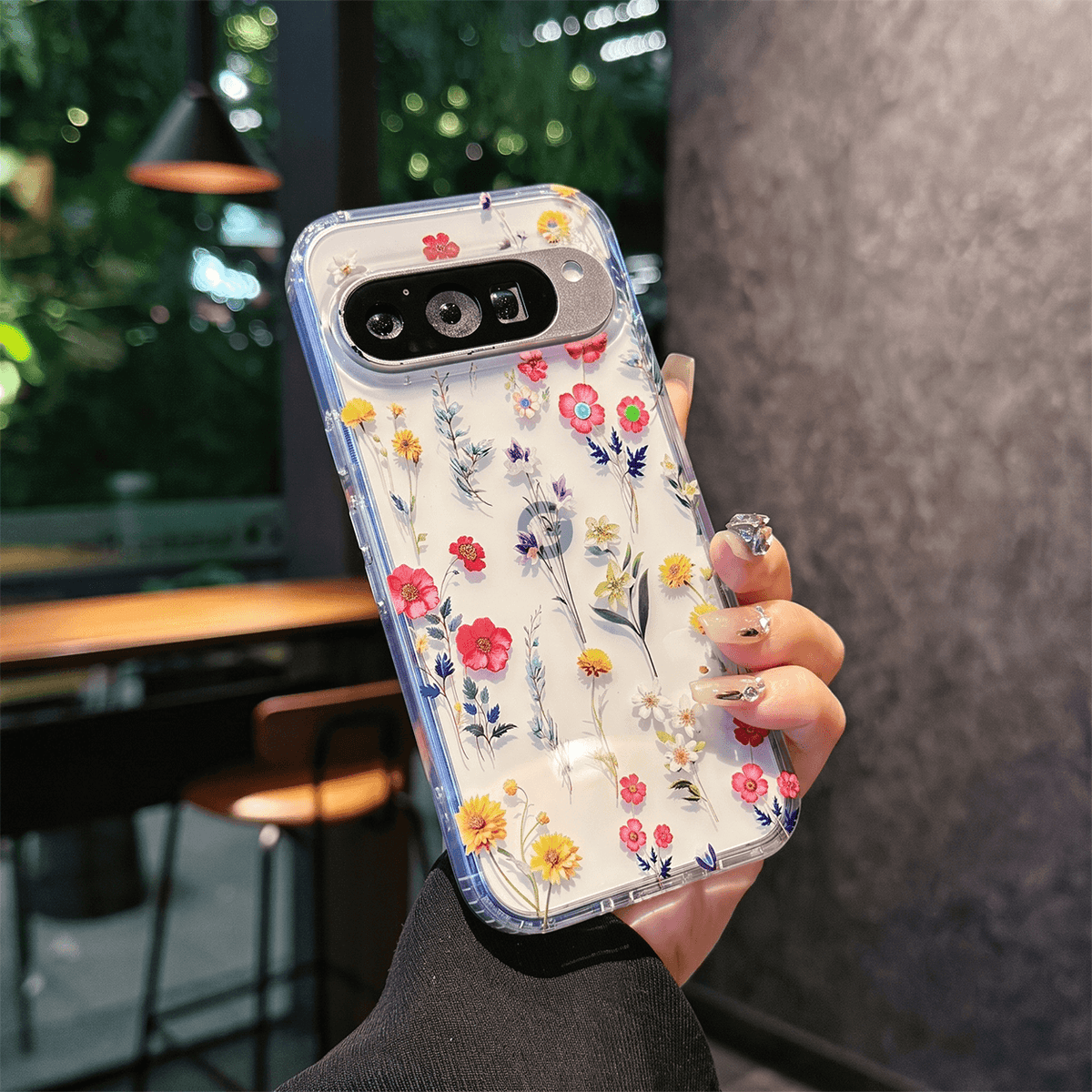 JT Elektroplettert Blomster Laser Transparent Deksel for Google Pixel 9/10 Serie