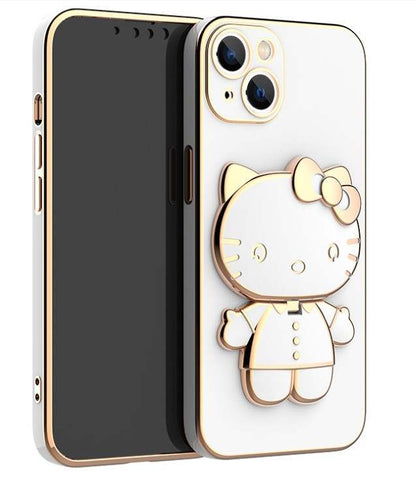 Kawaii katt mobildeksel med speil