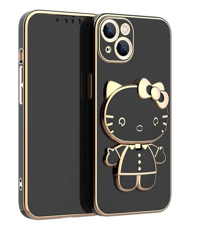 Kawaii katt mobildeksel med speil