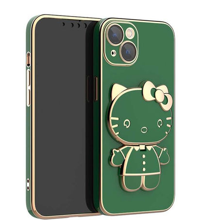 Kawaii katt mobildeksel med speil