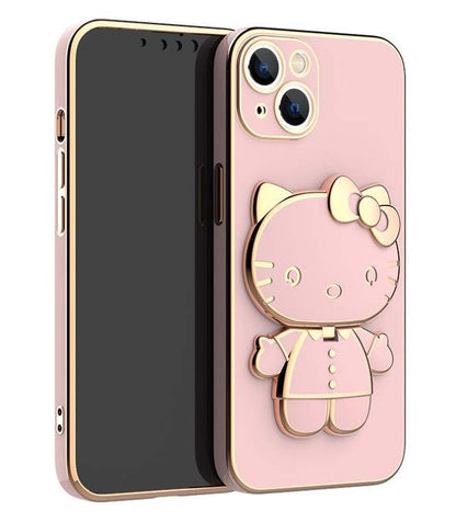 Kawaii katt mobildeksel med speil