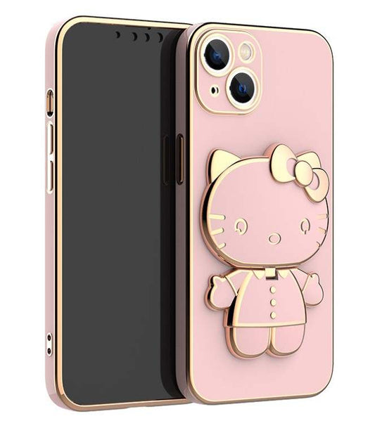 Kawaii katt mobildeksel med speil
