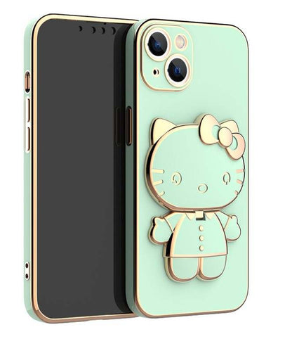 Kawaii katt mobildeksel med speil